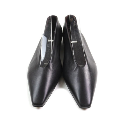 Bottega Veneta Square Toe Leather Flat Pumps Black 35 With Box
