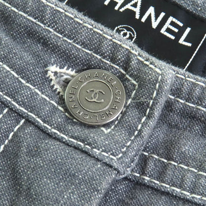 CHANEL Vintage 01P P17693 100% Cotton Coco Mark Rhinestone Coco Button Denim