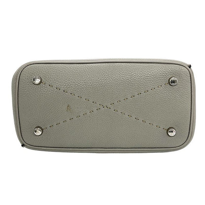 Fendi Selleria Anna Small Shoulder Bag Leather Gray Silver Hardware 2WAY Women