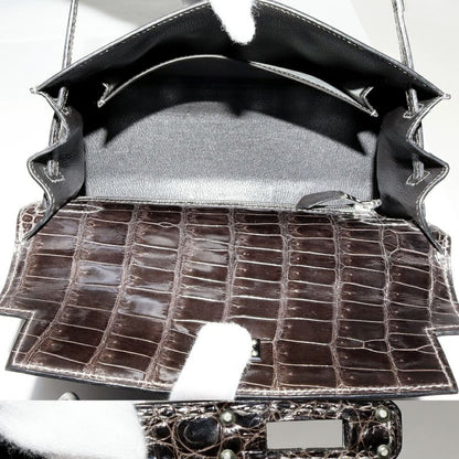 Hermes Handbag Shoulder Bag Kelly 25 Polosus Graphite Silver Hardware