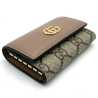 Gucci 456118 Key Case With Box GG Marmont 6-stack Beige Brown Salmon Pink GG