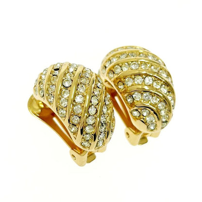 Christian Dior GP Rhinestone Earrings Gold 418702 Earrings