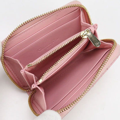 DIOR Zip Coin Case Small Lady Dior S0985 ONMJ Coin Purse Leather Women