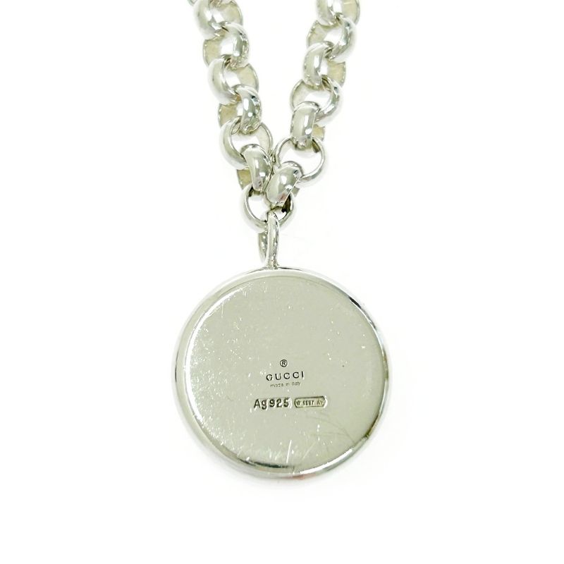 Gucci Silver Round Logo Necklace 20.9g 925 Engraved 463258 Necklace