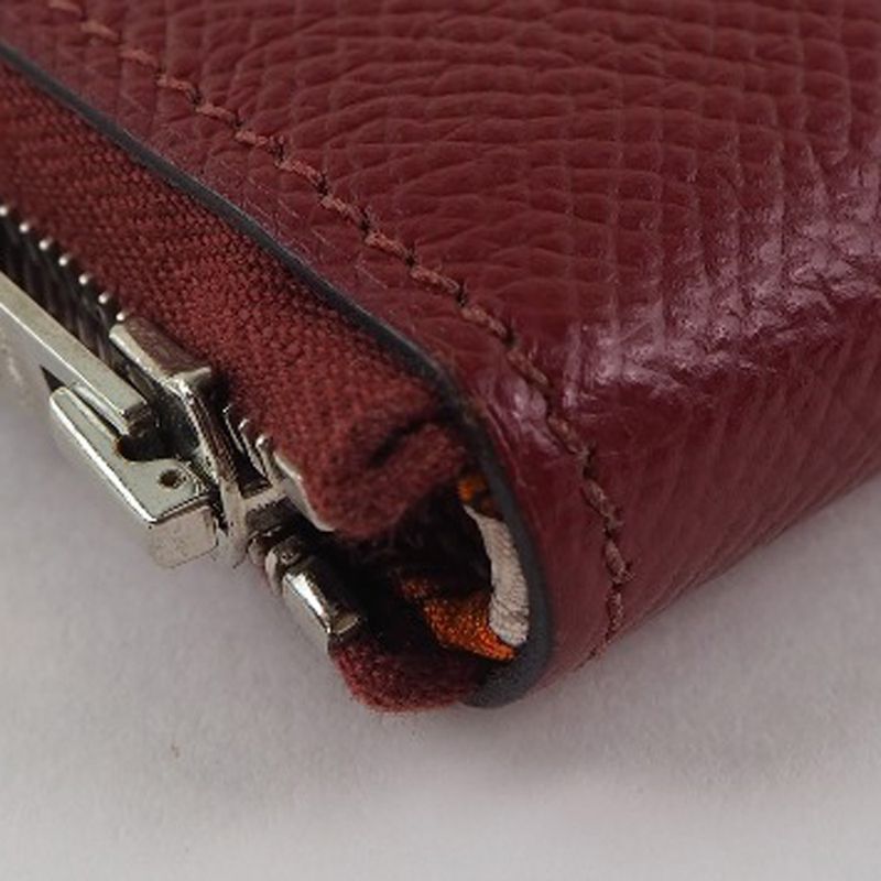 Hermes Azap Silk-in Vaux-epson And Silk Rouge Red X Unisex Long Wallet