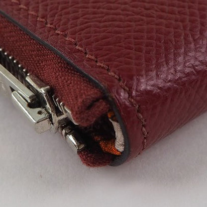Hermes Azap Silk-in Vaux-epson And Silk Rouge Red X Unisex Long Wallet