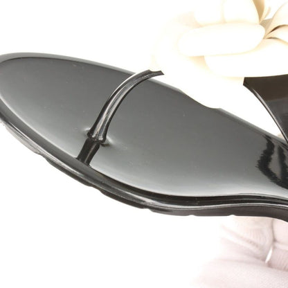 Chanel Coco Mark Camellia Rubber Sandals Women's 35 Black And White Made In