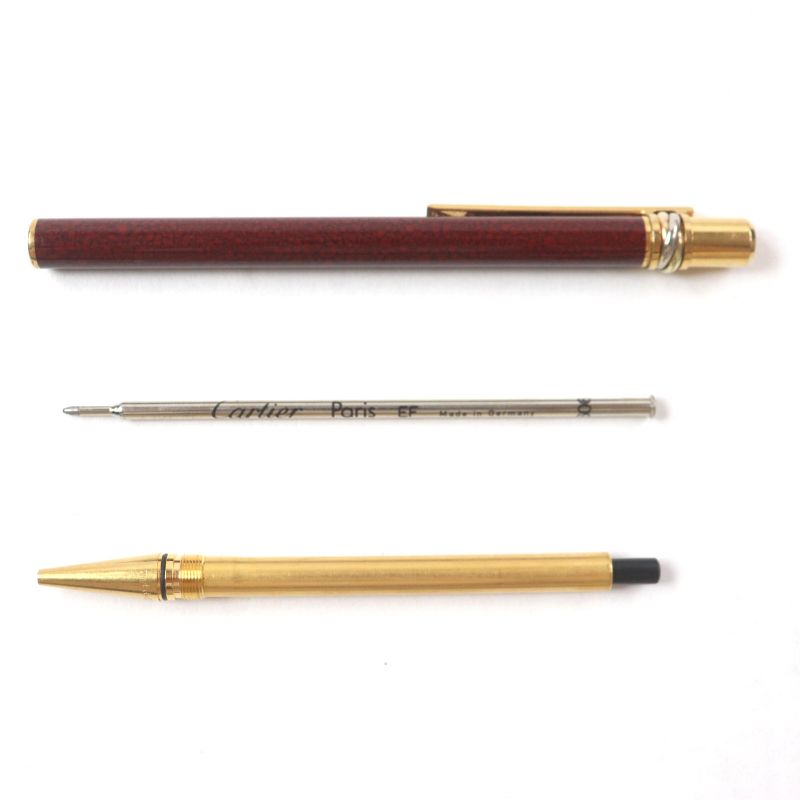  Cartier Trinity Marble Pattern Logo Engraved Twist Ballpoint Pen