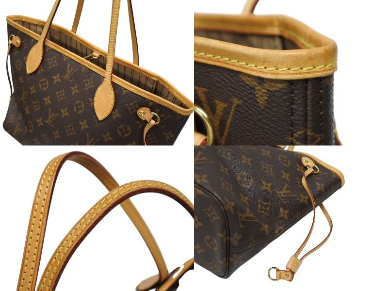 Louis Vuitton Monogram Neverfull PM Tote Bag Brown Vachetta Leather Gold — view 7