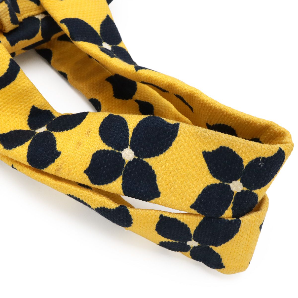 Chanel Coco Mark Flower Handbag Gusset Gusset Canvas Yellow Yellow Navy Navy