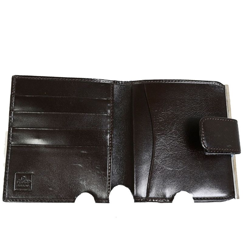 Fendi Bifold Wallet Zucca Pattern Clasp Leather 09bs116