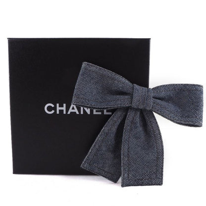 Chanel Ribbon Cotton Denim Blue Ladies 24g Brooch
