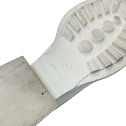 Chanel Loafer Leather Shoes Patent Leather White Gold Here Mark