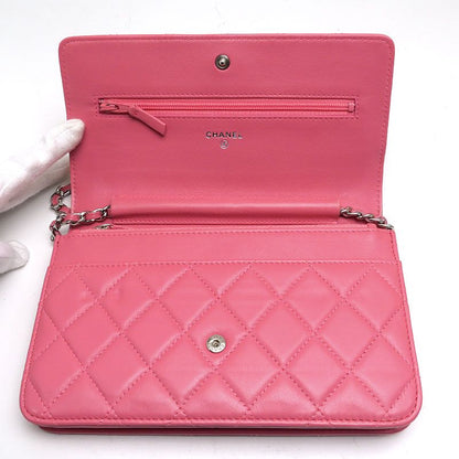 Chanel Matelasse Chain Wallet Pink Coco Mark