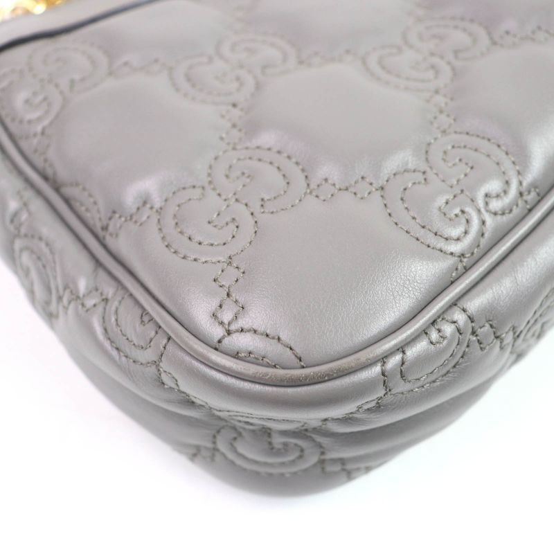 Gucci 735049 Ggmatelasse Leather 2WAY Handbag Shoulder Bag Grey Storage