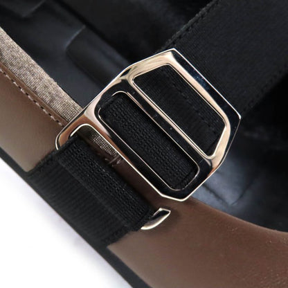 Hermes Pointed Toe Leather Pumps With Band Strap Brown Black 38 Storage With