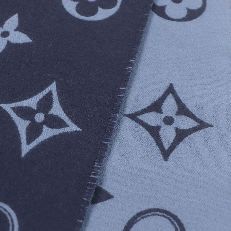 Louis Vuitton 2023 M77129 Scarf Monogram Vivienne Wool Navy Made In Italy