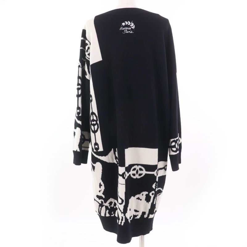 Hermes 2022 2e2506d2 Cliquetis 100% Cashmere Long Sleeve Knit Dress Black 40