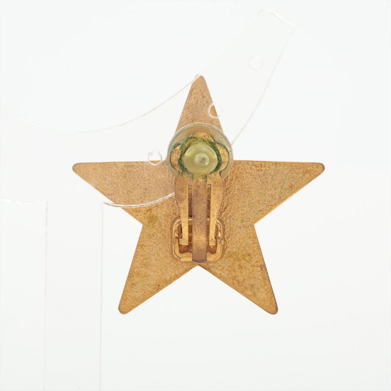 Chanel Coco Mark Star 01P Earrings (one Side Only) GP Black And Gold Made In
