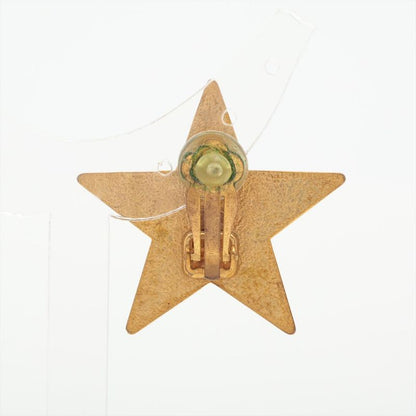 Chanel Coco Mark Star 01P Earrings (one Side Only) GP Black And Gold Made In
