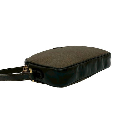 Fendi Vintage FF Logo Motif Leather Mini Shoulder Bag Pochette Sacoche Brown
