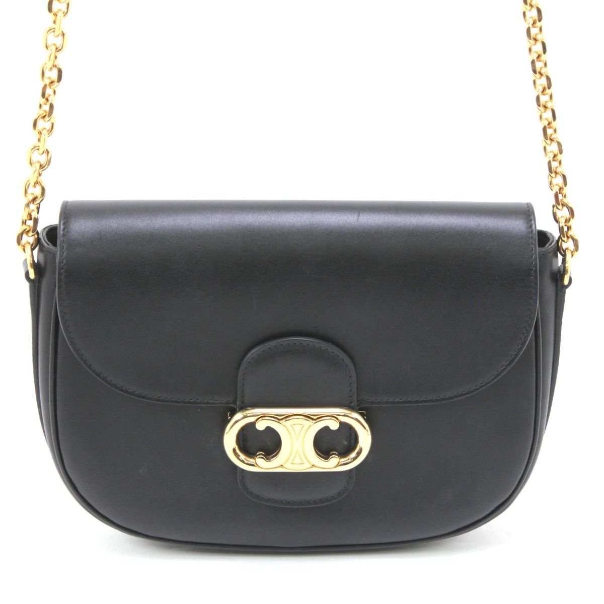 Celine Triomphe Chain Shoulder Bag Black
