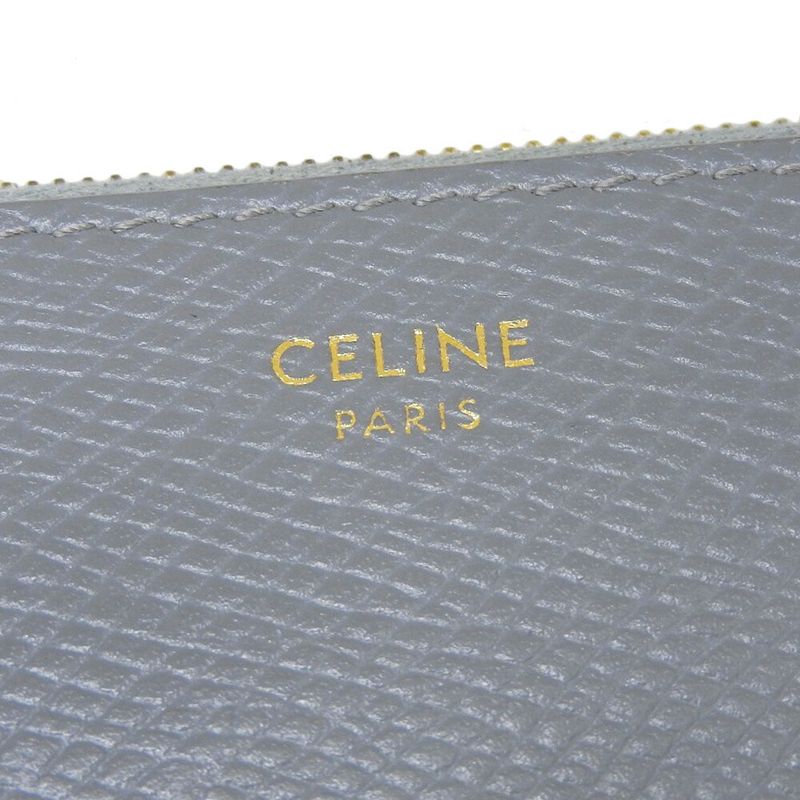 Celine Current Logo 12 Cards 2 Free Pockets Round Zipper Long Wallet Women