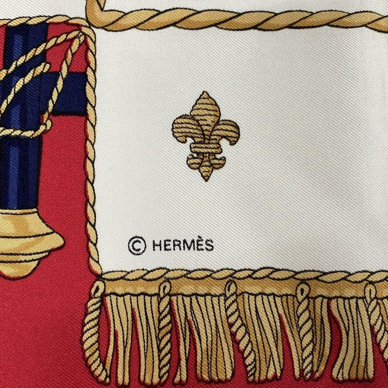 Hermes Scarf Carré 90 Red X Ivory X Multi VUE DU CA Rosse DE LA Galere LA Reale