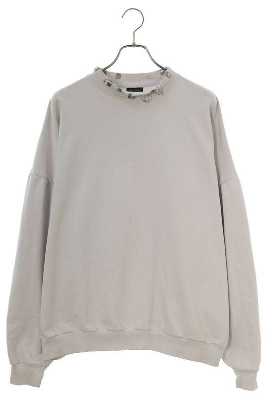 Balenciaga 23AW 762718 Tpvd9 Earrings Crew Neck Vintage Finish Sweatshirt Men's