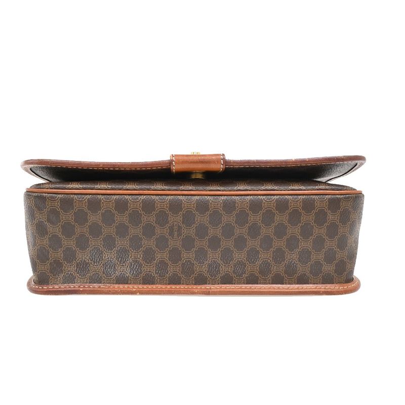 Celine Shoulder Bag Macadam PVC Leather Brown 05ka866