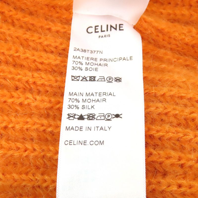 Celine 2a38t377n Mohair Silk Blend Cropped Length V-neck Long Sleeves Knit