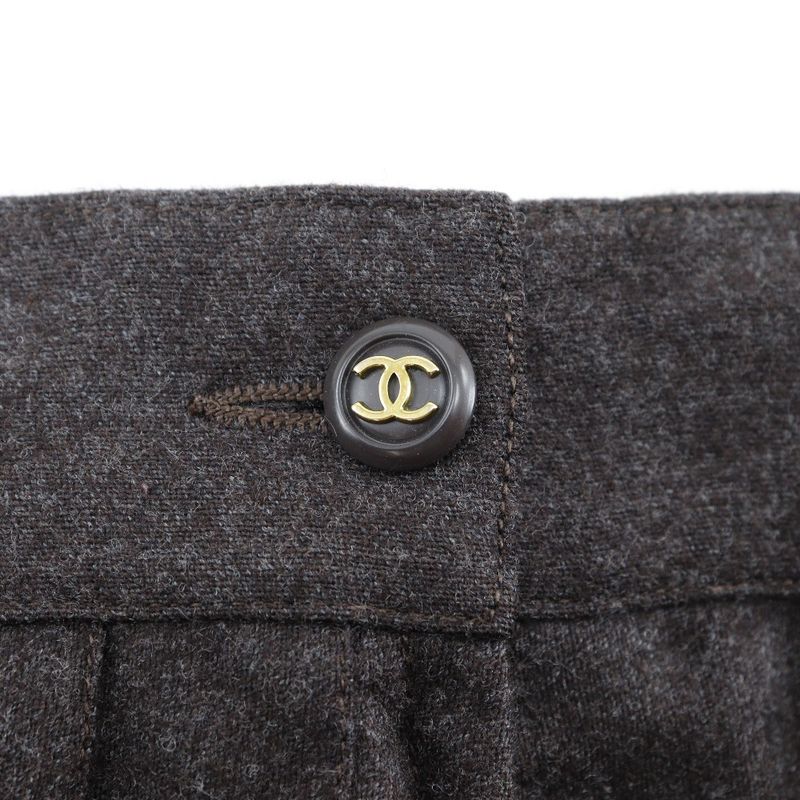 Chanel Flared P03640v03532 Wool Brown Women's Skirt