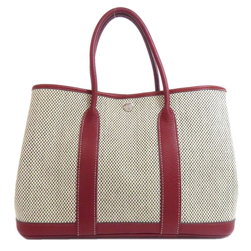 Hermes Garden Party TPM Silver Hardware Tote Bag Canvas Women