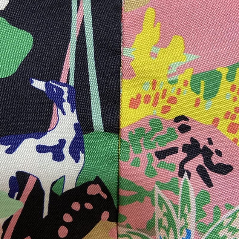 Hermes Scarf Twillie Pink And Multi Ribbon Scarf / Canine