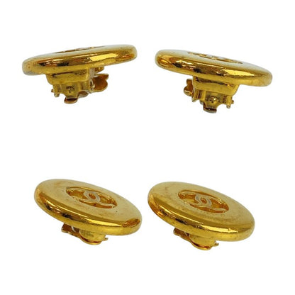 Chanel Vintage Coco Mark Gold Metal Earrings 97 Engraved A Ladies 504817