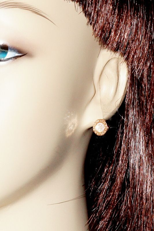 Bulgari Earrings 18K Pink Gold Diamond 018ct Bulgari Earrings 354731