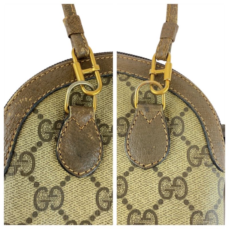 Gucci Vintage Old Gucci Sherry Line Beige GG Supreme Canvas/leather Shoulder