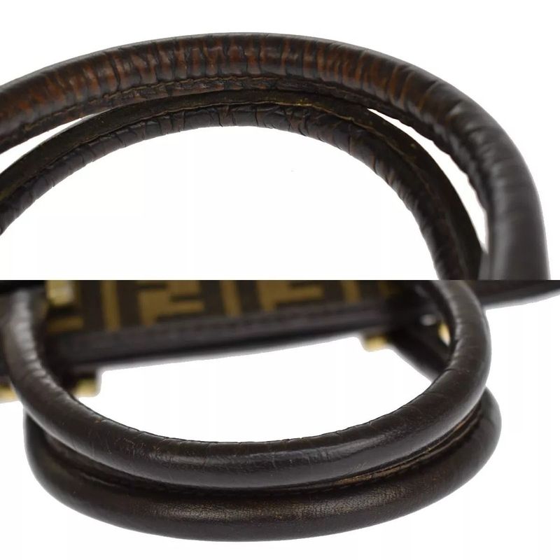 Fendi Handbag Zucca Pattern Brown Leather 62bs172