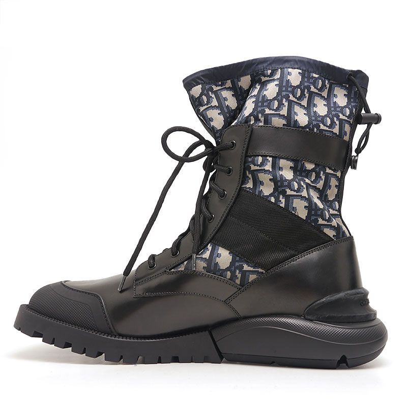 Dior Combat High Top Boots 42 Oblique Black And Navy