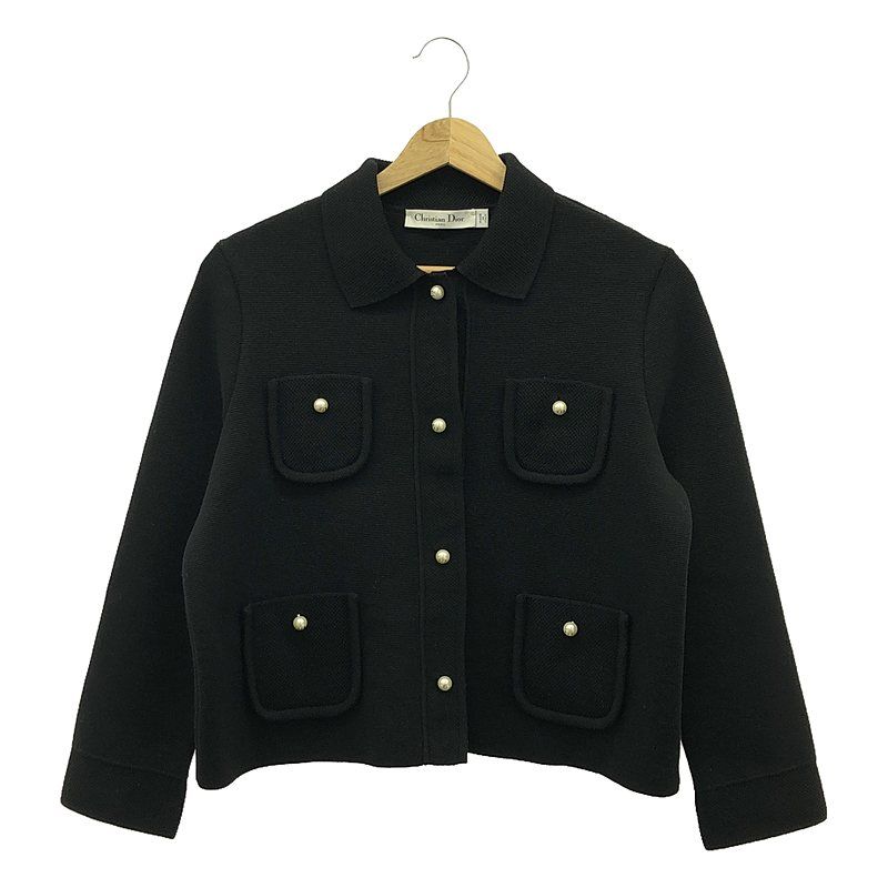 Christian DIOR - Logo Pearl Button Single Knit Jacket - 36 - Black - Women