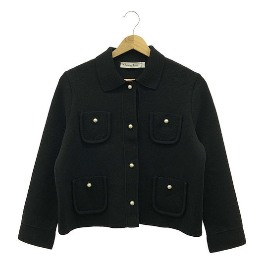 Christian DIOR - Logo Pearl Button Single Knit Jacket - 36 - Black - Women