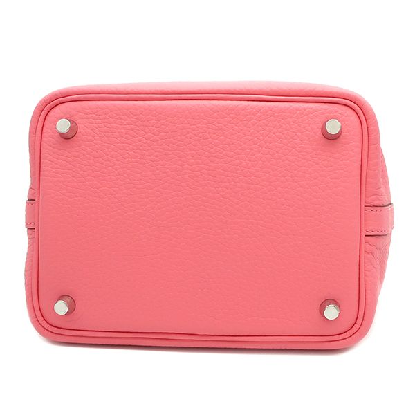 Hermes Handbag Picotin Lock PM Taurillon Clemence Rose Azalea Silver Hardware