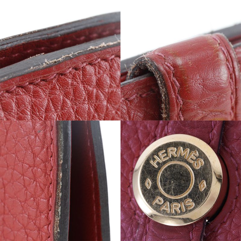 Hermes Dogon Togo Red/gold Hardware □P Ladies Long Wallet