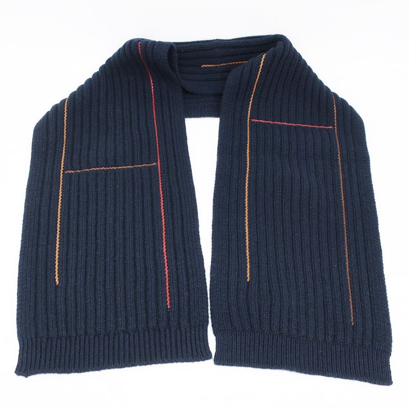 Hermes Muffler-h Torsade Cuir Navy-style Cashmere Silk Clothing