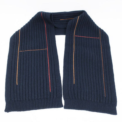 Hermes Muffler-h Torsade Cuir Navy-style Cashmere Silk Clothing