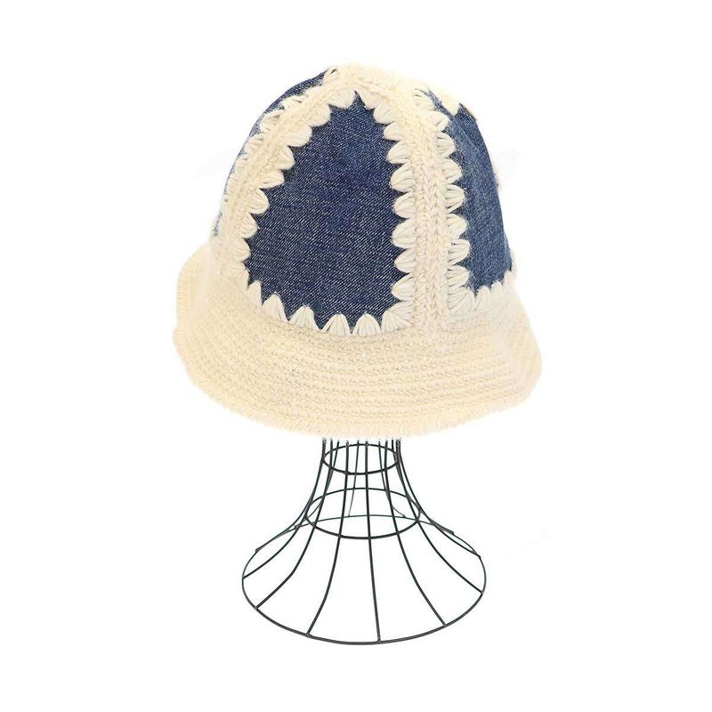 Celine 24ss Triomphe Bucket Hat Crocheted Wool and Denim Triomphe Bucket Hat