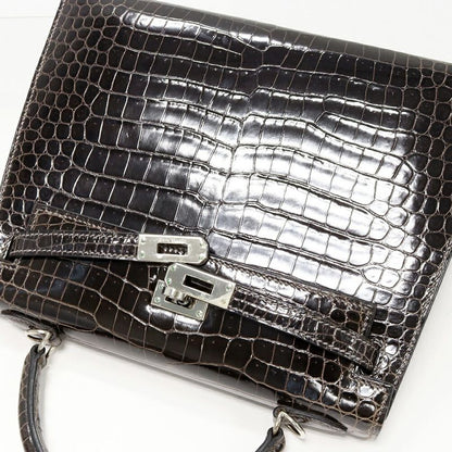 Hermes Handbag Shoulder Bag Kelly 25 Polosus Graphite Silver Hardware