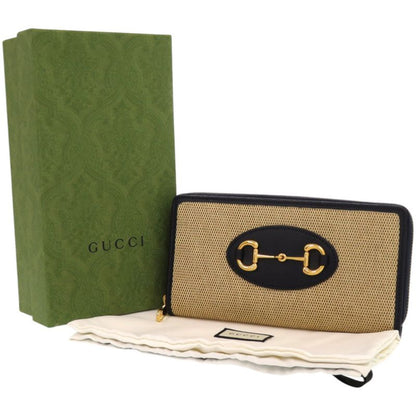 Gucci 1955 Horsebit 621889 0416 Canvas Leather Beige Long Wallet 0392 Gucci