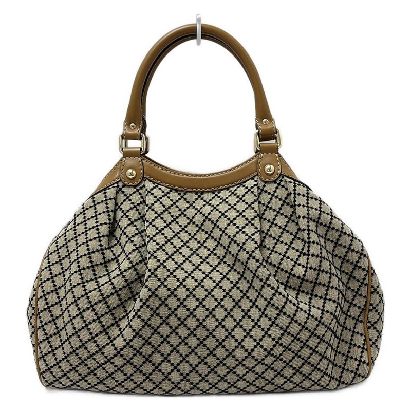 Gucci Tote Bag Sookiediamante 211944 Beige And Black And Brown Leather