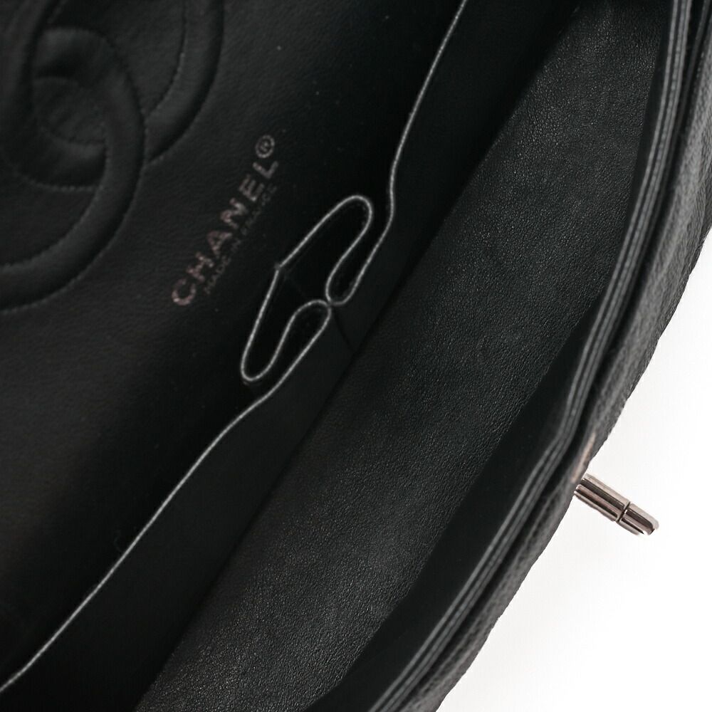 Chanel Matelasse Double Flap 25cm (984in) Chain Shoulder Caviar Skin Black